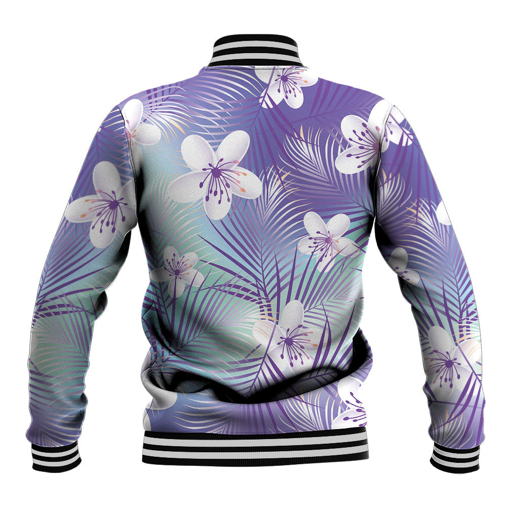 Purple Aloha Hawaiian Baseball Jacket Tropical Flower Palm Leaf Pattern LT19 - Polynesian Pride