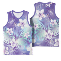 Purple Aloha Hawaiian Basketball Jersey Tropical Flower Palm Leaf Pattern LT19 - Polynesian Pride