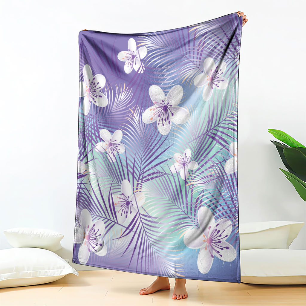 Purple Aloha Hawaiian Blanket Tropical Flower Palm Leaf Pattern LT19 - Polynesian Pride