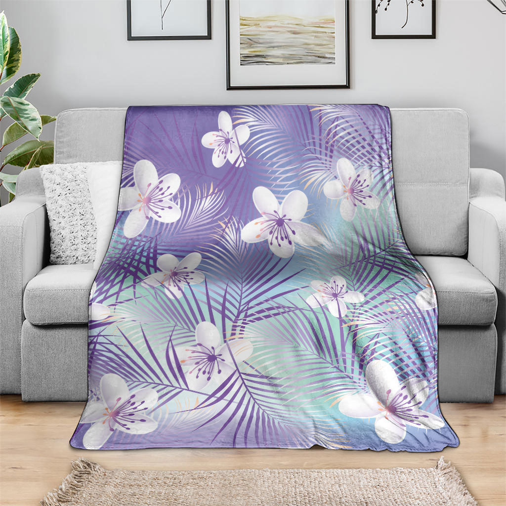 Purple Aloha Hawaiian Blanket Tropical Flower Palm Leaf Pattern LT19 - Polynesian Pride