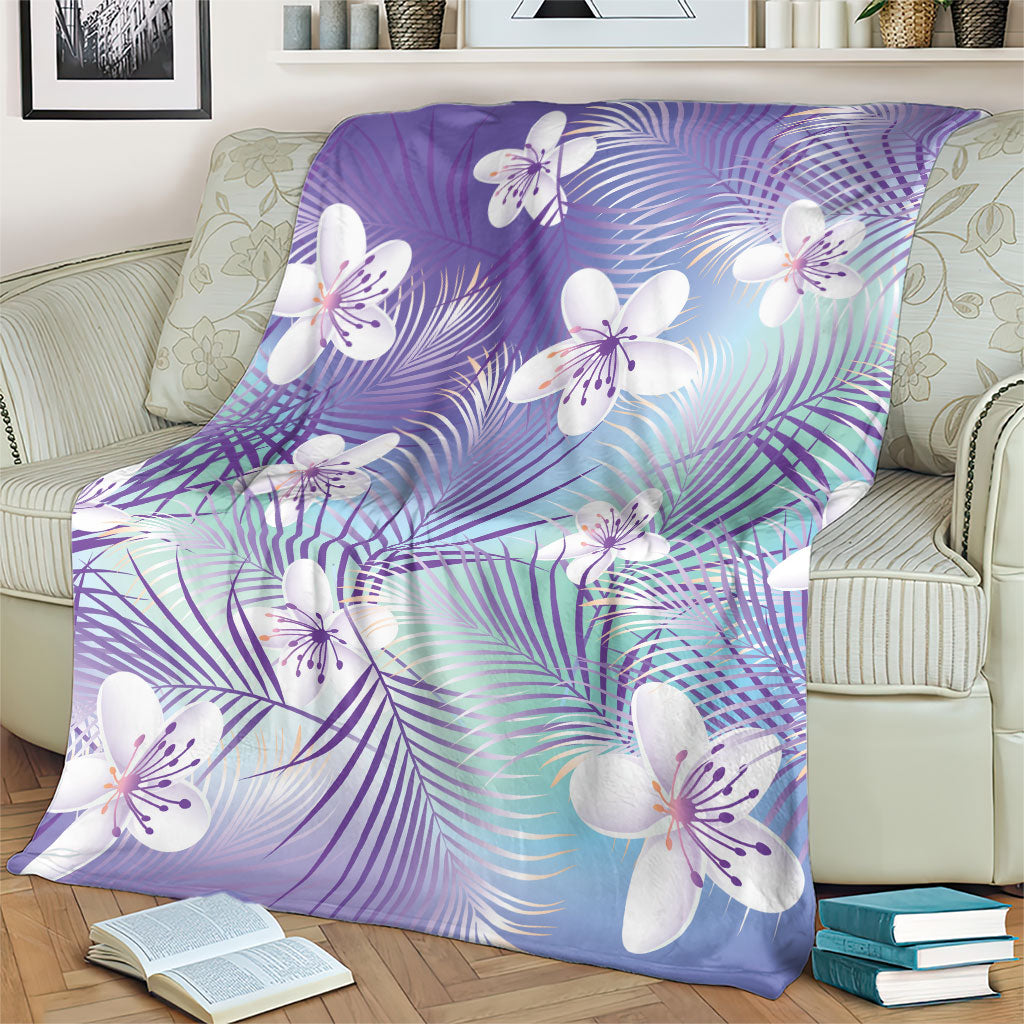 Purple Aloha Hawaiian Blanket Tropical Flower Palm Leaf Pattern LT19 - Polynesian Pride