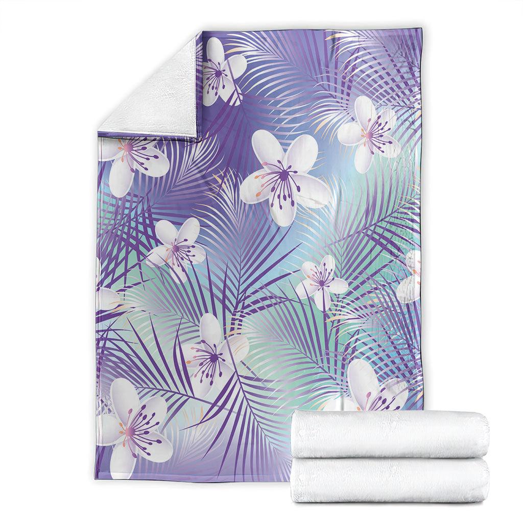 Purple Aloha Hawaiian Blanket Tropical Flower Palm Leaf Pattern LT19 - Polynesian Pride