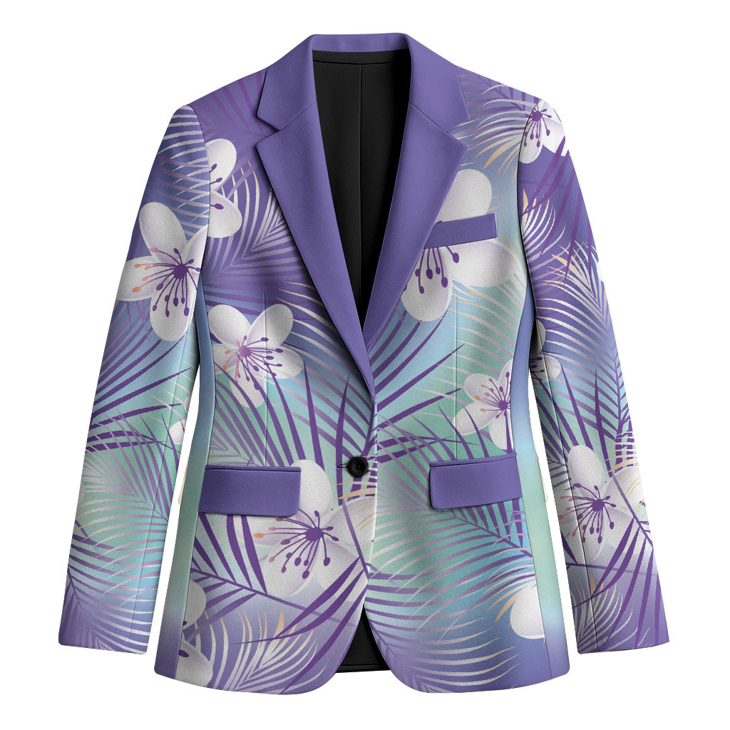 Purple Aloha Hawaiian Blazer Tropical Flower Palm Leaf Pattern LT19 Unisex Purple - Polynesian Pride