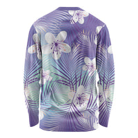 Purple Aloha Hawaiian Long Sleeve Shirt Tropical Flower Palm Leaf Pattern LT19 - Polynesian Pride