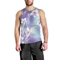 Purple Aloha Hawaiian Men Tank Top Tropical Flower Palm Leaf Pattern LT19 - Polynesian Pride