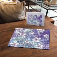 Purple Aloha Hawaiian Puzzle Tropical Flower Palm Leaf Pattern LT19 - Polynesian Pride