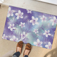 Purple Aloha Hawaiian Rubber Doormat Tropical Flower Palm Leaf Pattern LT19 - Polynesian Pride