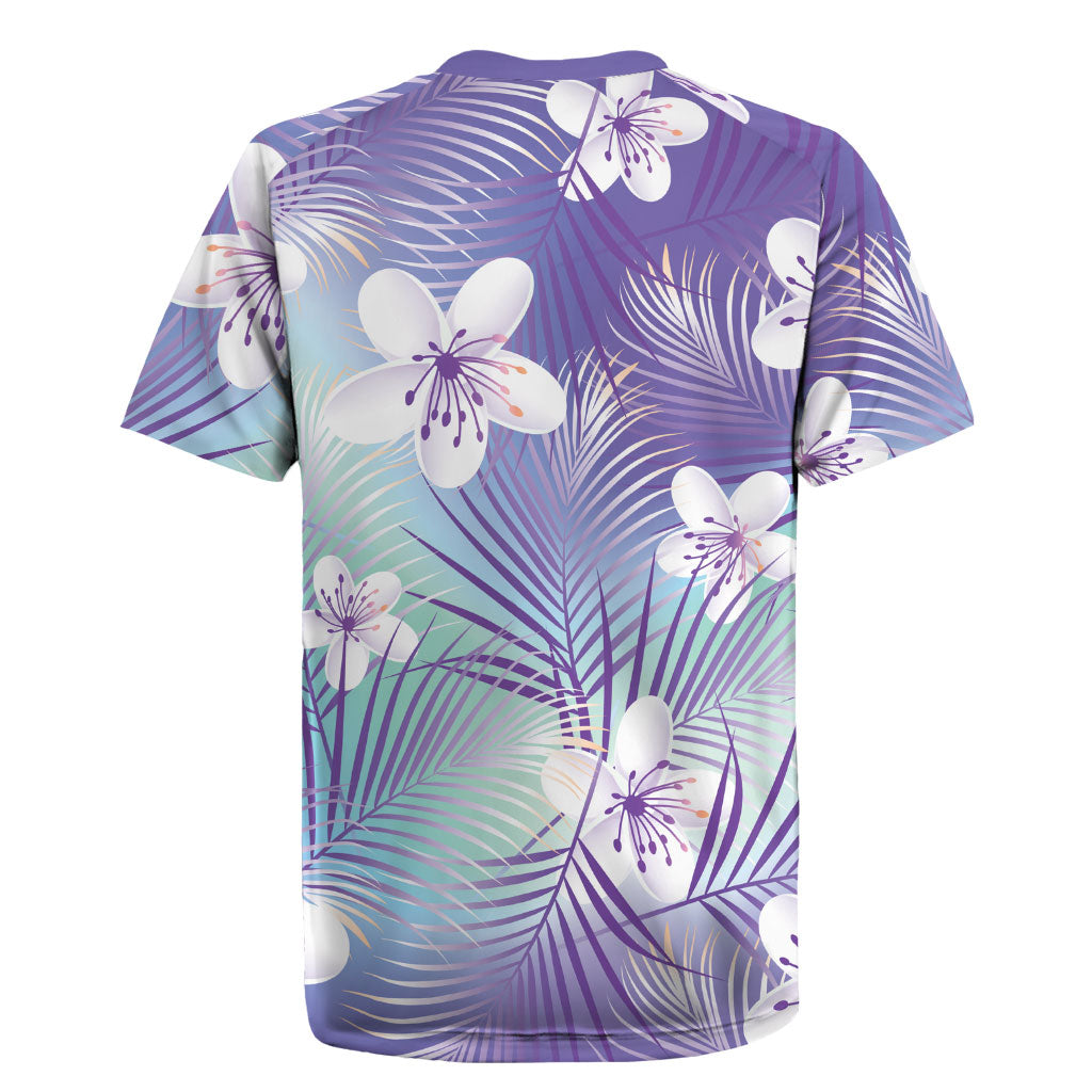 Purple Aloha Hawaiian Rugby Jersey Tropical Flower Palm Leaf Pattern LT19 - Polynesian Pride