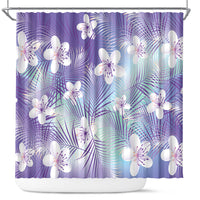Purple Aloha Hawaiian Shower Curtain Tropical Flower Palm Leaf Pattern LT19 Purple - Polynesian Pride