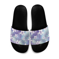 Purple Aloha Hawaiian Slide Sandals Tropical Flower Palm Leaf Pattern LT19 Purple - Polynesian Pride