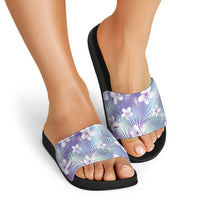 Purple Aloha Hawaiian Slide Sandals Tropical Flower Palm Leaf Pattern LT19 - Polynesian Pride