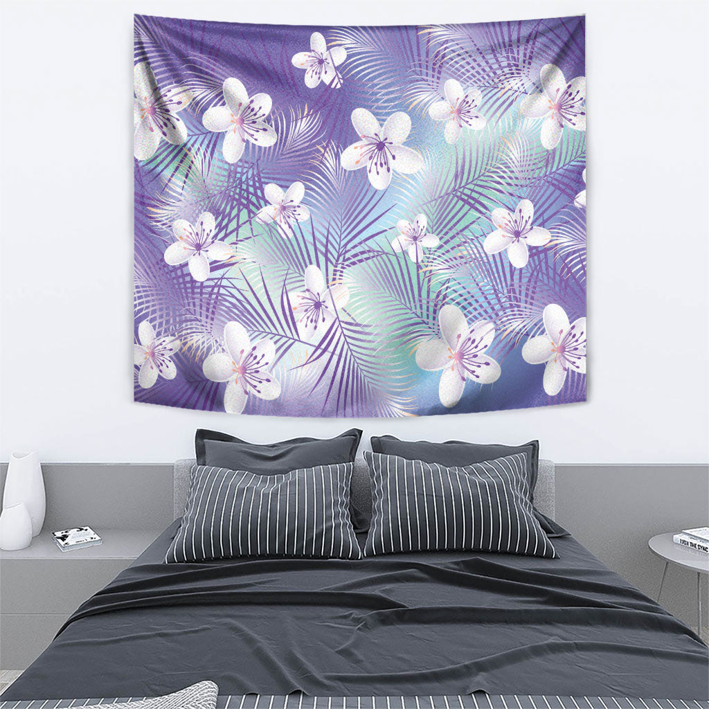 Purple Aloha Hawaiian Tapestry Tropical Flower Palm Leaf Pattern LT19 - Polynesian Pride