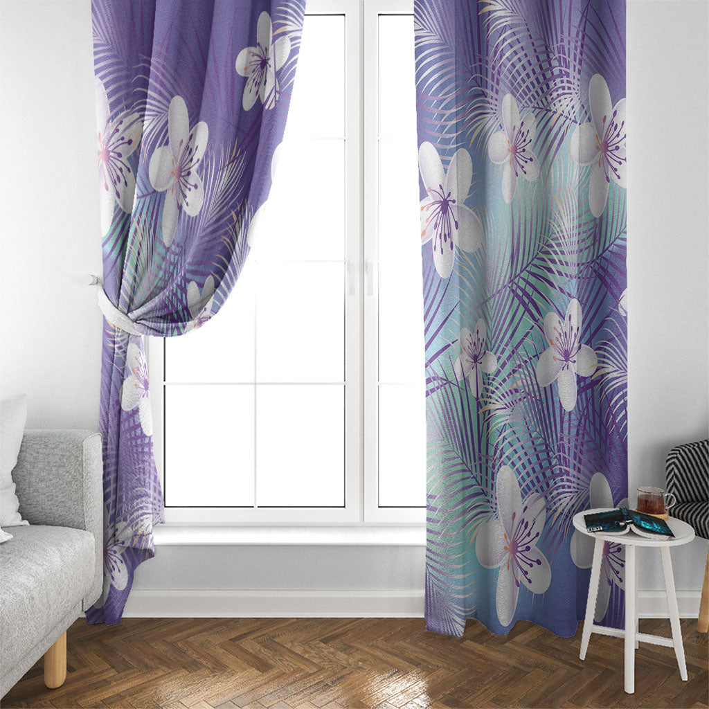 Purple Aloha Hawaiian Window Curtain Tropical Flower Palm Leaf Pattern LT19 - Polynesian Pride
