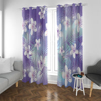 Purple Aloha Hawaiian Window Curtain Tropical Flower Palm Leaf Pattern LT19 With Grommets Purple - Polynesian Pride