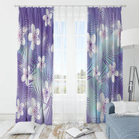 Purple Aloha Hawaiian Window Curtain Tropical Flower Palm Leaf Pattern LT19 - Polynesian Pride