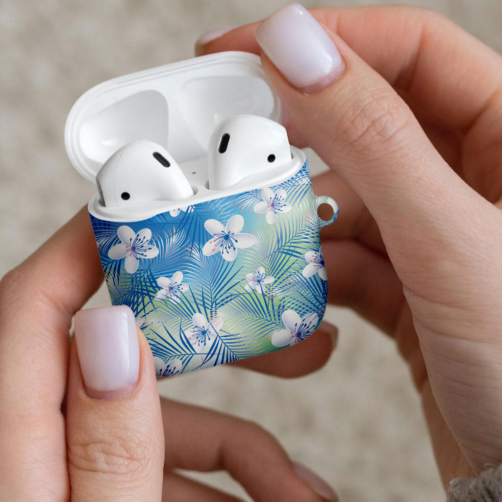 Blue Aloha Hawaiian AirPods Case Tropical Flower Palm Leaf Pattern LT19 - Polynesian Pride