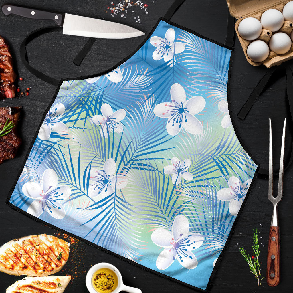 Blue Aloha Hawaiian Apron Tropical Flower Palm Leaf Pattern LT19 Blue - Polynesian Pride