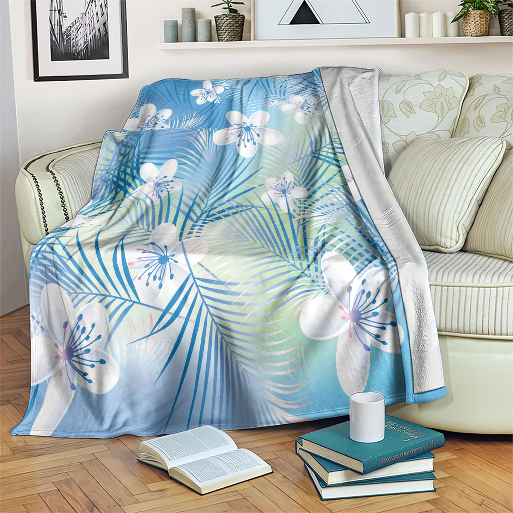 Blue Aloha Hawaiian Blanket Tropical Flower Palm Leaf Pattern LT19 Blue - Polynesian Pride