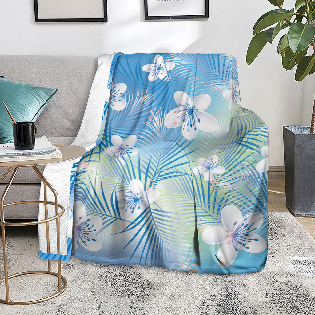Blue Aloha Hawaiian Blanket Tropical Flower Palm Leaf Pattern LT19 - Polynesian Pride