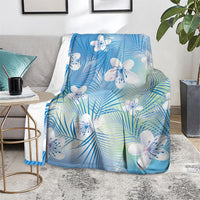 Blue Aloha Hawaiian Blanket Tropical Flower Palm Leaf Pattern LT19 - Polynesian Pride
