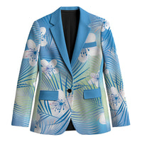 Blue Aloha Hawaiian Blazer Tropical Flower Palm Leaf Pattern LT19 Unisex Blue - Polynesian Pride