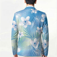 Blue Aloha Hawaiian Blazer Tropical Flower Palm Leaf Pattern LT19 - Polynesian Pride