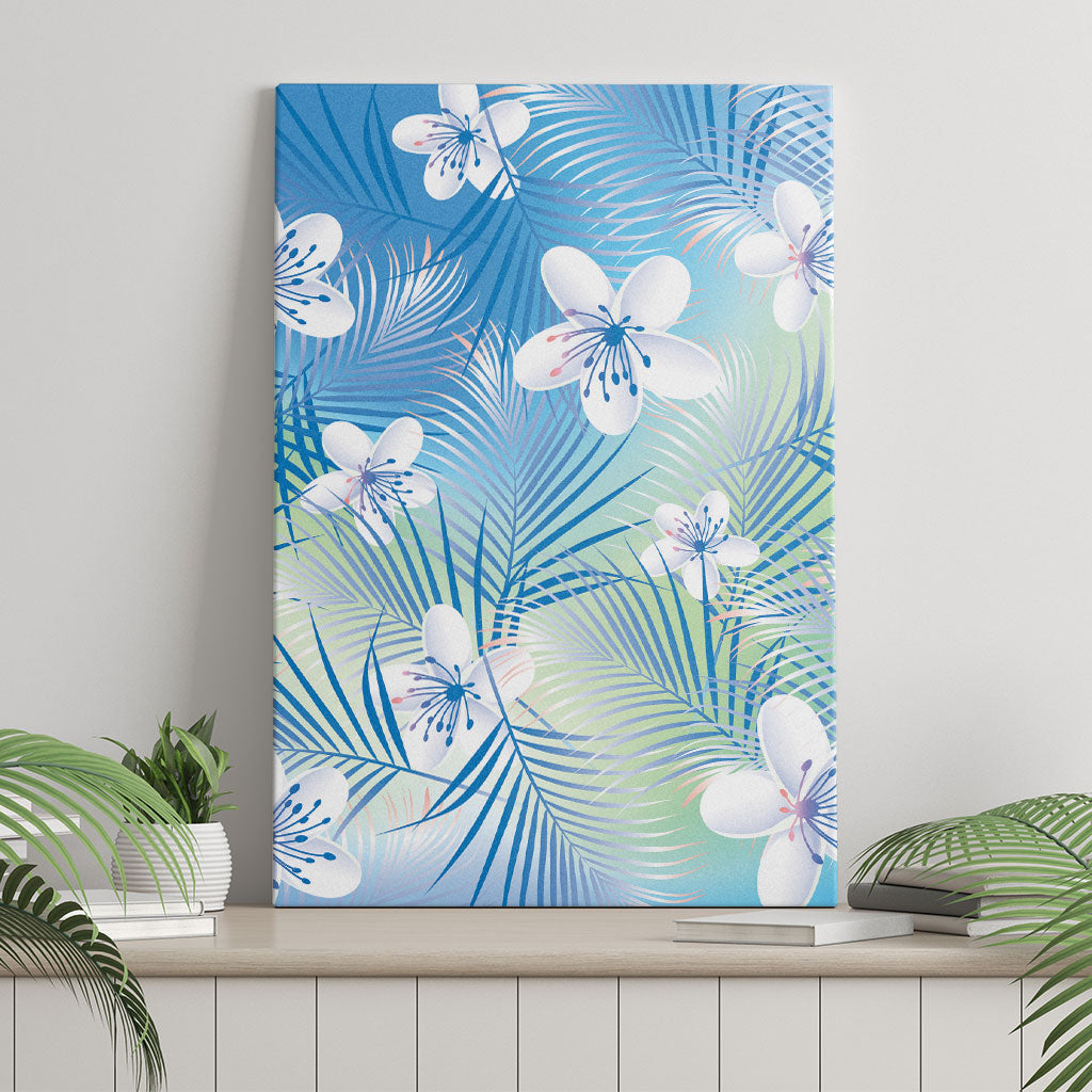 Blue Aloha Hawaiian Canvas Wall Art Tropical Flower Palm Leaf Pattern LT19 - Polynesian Pride