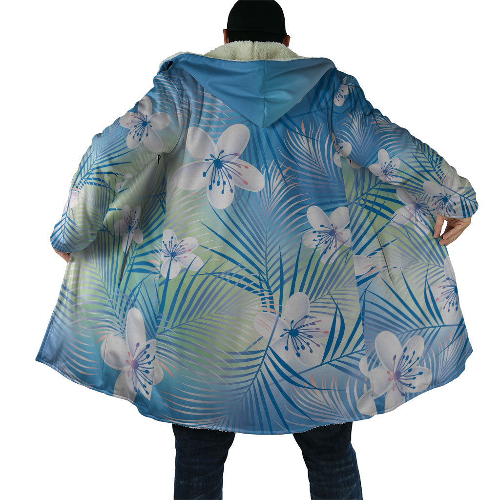 Blue Aloha Hawaiian Cloak Tropical Flower Palm Leaf Pattern LT19 - Polynesian Pride