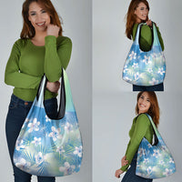 Blue Aloha Hawaiian Grocery Bag Tropical Flower Palm Leaf Pattern LT19 - Polynesian Pride