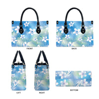 Blue Aloha Hawaiian Leather Bag Tropical Flower Palm Leaf Pattern LT19 - Polynesian Pride