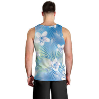 Blue Aloha Hawaiian Men Tank Top Tropical Flower Palm Leaf Pattern LT19 - Polynesian Pride