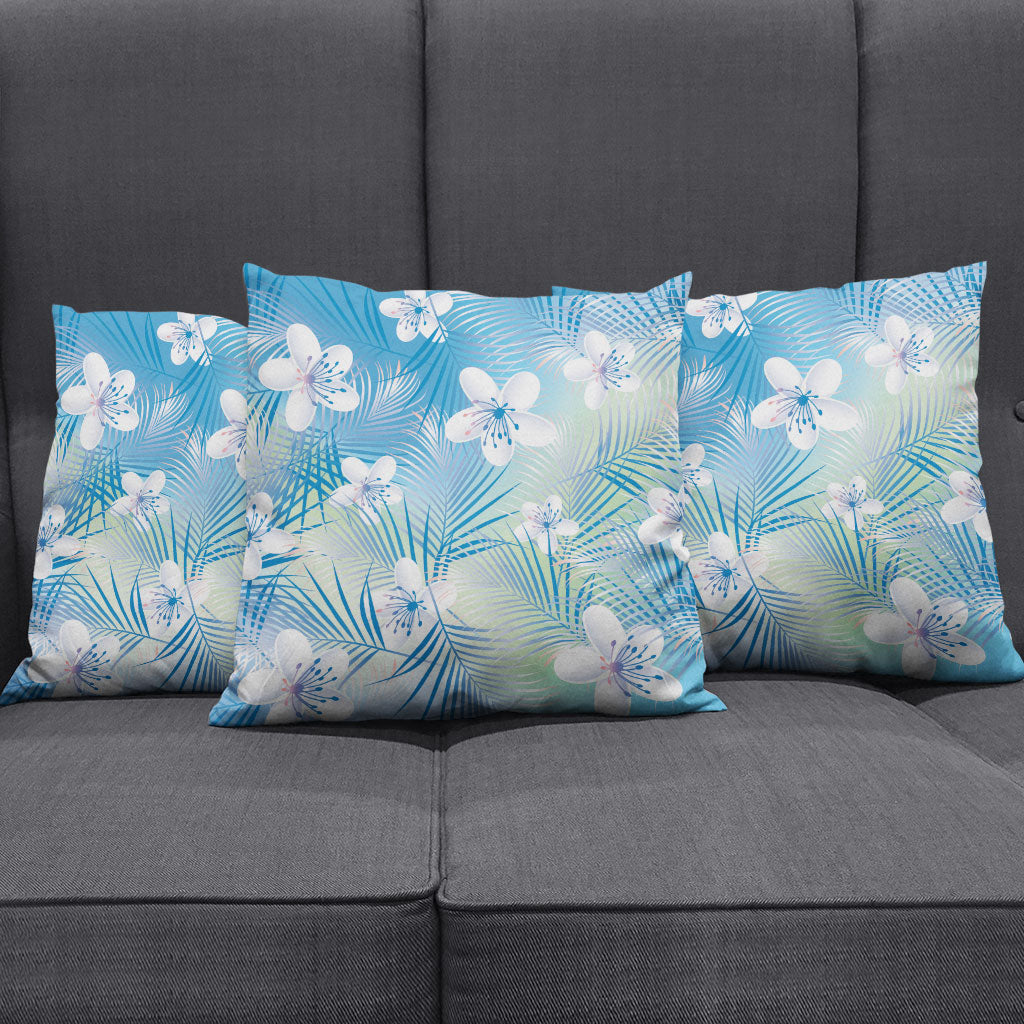 Blue Aloha Hawaiian Pillow Cover Tropical Flower Palm Leaf Pattern LT19 - Polynesian Pride