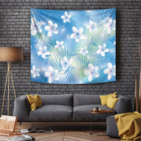 Blue Aloha Hawaiian Tapestry Tropical Flower Palm Leaf Pattern LT19 Blue - Polynesian Pride
