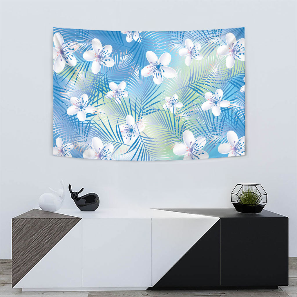 Blue Aloha Hawaiian Tapestry Tropical Flower Palm Leaf Pattern LT19 - Polynesian Pride