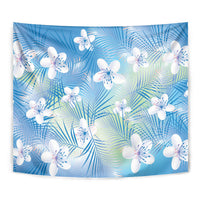 Blue Aloha Hawaiian Tapestry Tropical Flower Palm Leaf Pattern LT19 - Polynesian Pride