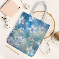 Blue Aloha Hawaiian Tote Bag Tropical Flower Palm Leaf Pattern LT19 White Strap One Size Blue - Polynesian Pride
