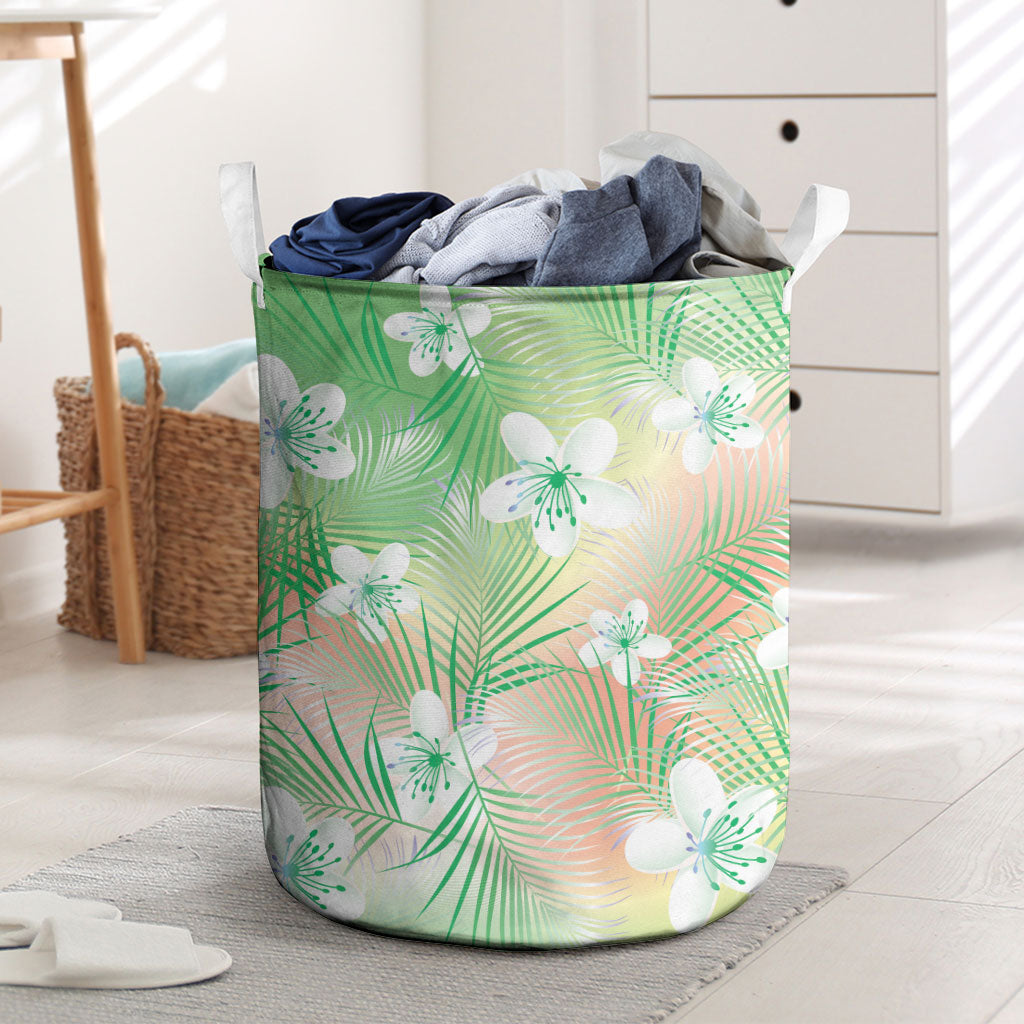 Green Aloha Hawaiian Laundry Basket Tropical Flower Palm Leaf Pattern LT19 Green - Polynesian Pride