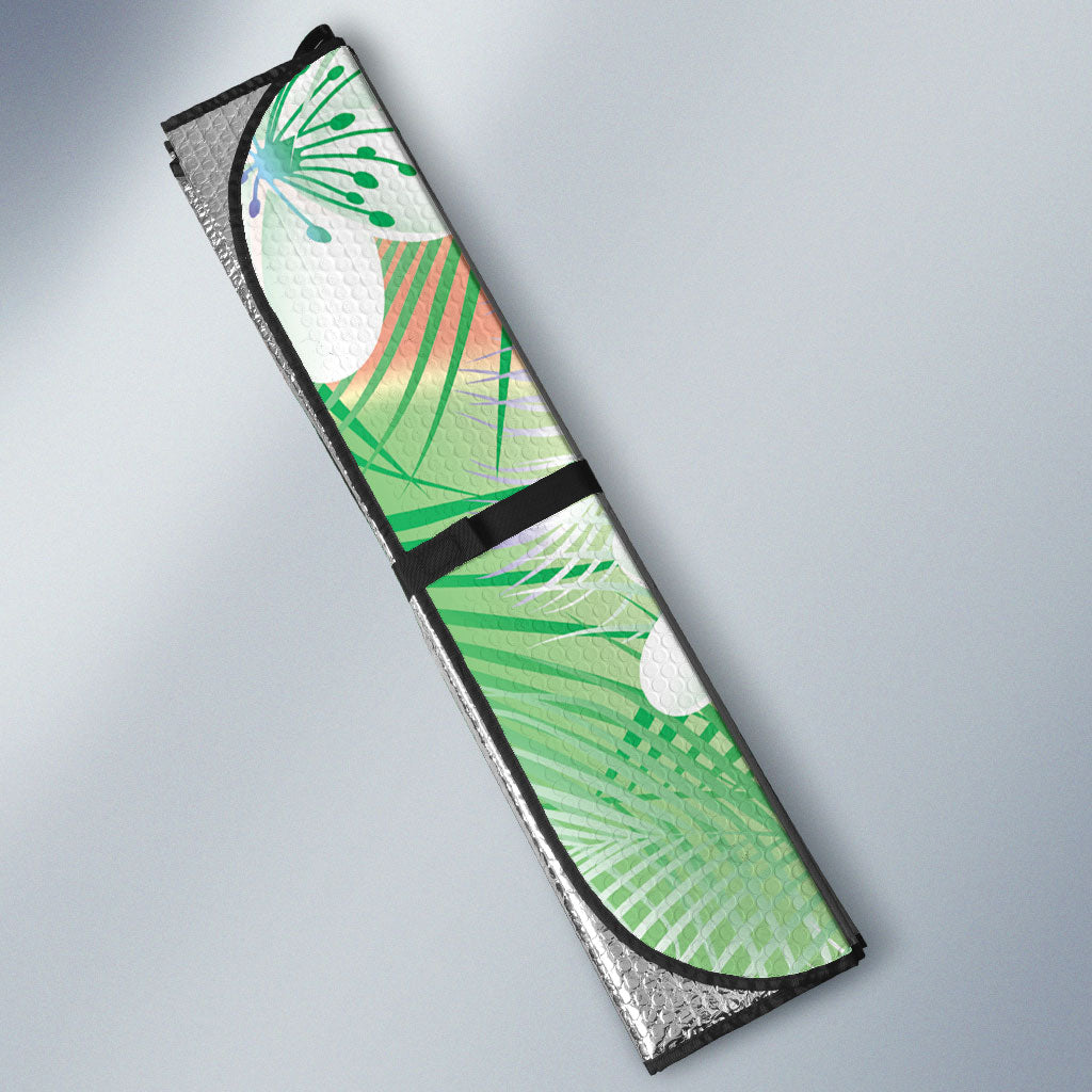 Green Aloha Hawaiian Auto Sun Shade Tropical Flower Palm Leaf Pattern LT19 - Polynesian Pride