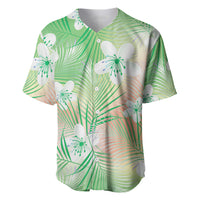 Green Aloha Hawaiian Baseball Jersey Tropical Flower Palm Leaf Pattern LT19 Green - Polynesian Pride