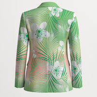 Green Aloha Hawaiian Blazer Tropical Flower Palm Leaf Pattern LT19 - Polynesian Pride