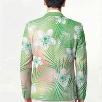 Green Aloha Hawaiian Blazer Tropical Flower Palm Leaf Pattern LT19 - Polynesian Pride