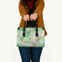 Green Aloha Hawaiian Leather Bag Tropical Flower Palm Leaf Pattern LT19 - Polynesian Pride