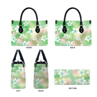 Green Aloha Hawaiian Leather Bag Tropical Flower Palm Leaf Pattern LT19 - Polynesian Pride