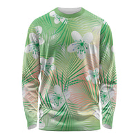 Green Aloha Hawaiian Long Sleeve Shirt Tropical Flower Palm Leaf Pattern LT19 Unisex Green - Polynesian Pride