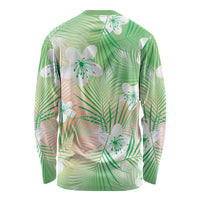 Green Aloha Hawaiian Long Sleeve Shirt Tropical Flower Palm Leaf Pattern LT19 - Polynesian Pride