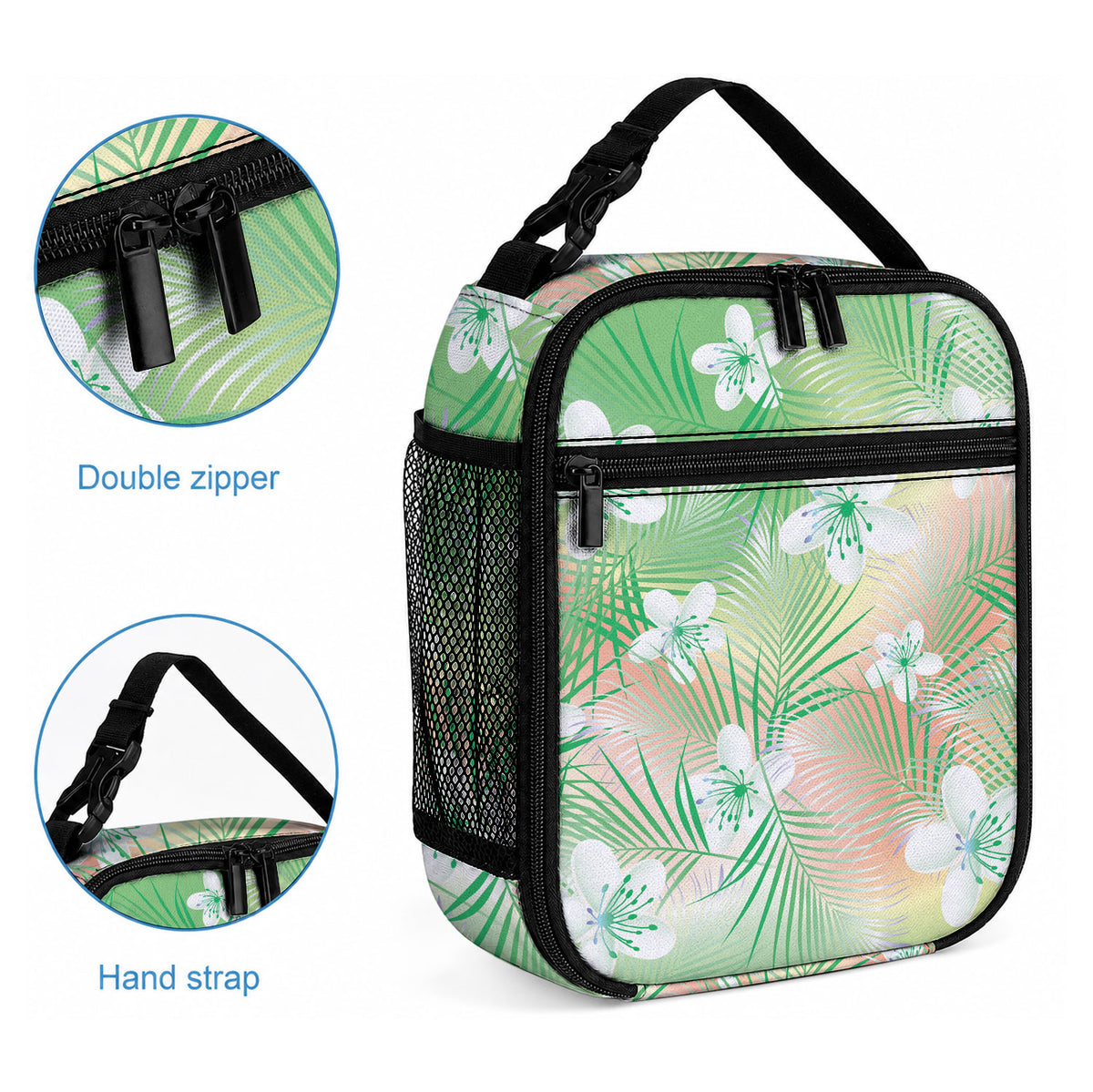 Green Aloha Hawaiian Lunch Bag Tropical Flower Palm Leaf Pattern LT19 - Polynesian Pride