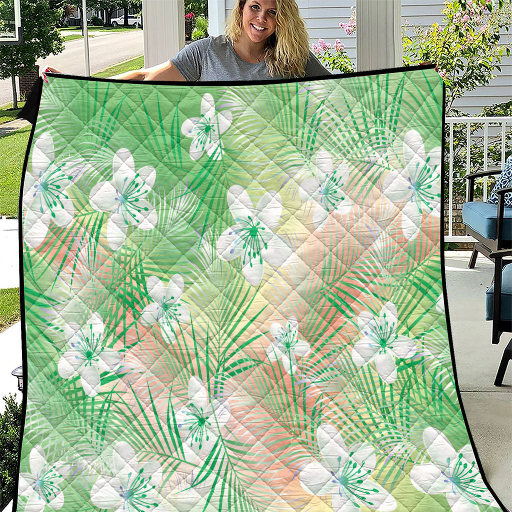 Green Aloha Hawaiian Quilt Tropical Flower Palm Leaf Pattern LT19 Green - Polynesian Pride