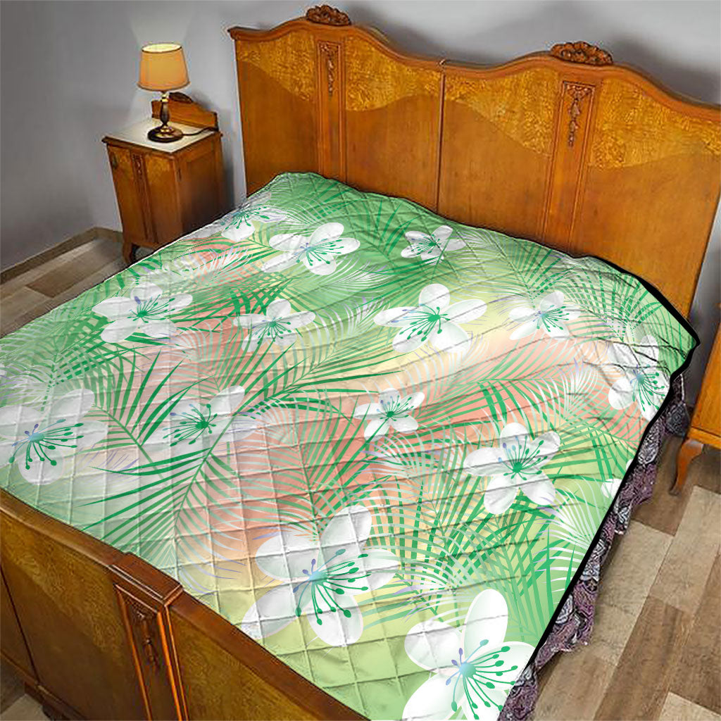 Green Aloha Hawaiian Quilt Tropical Flower Palm Leaf Pattern LT19 - Polynesian Pride