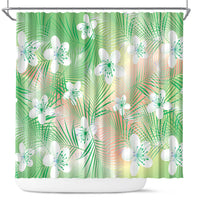 Green Aloha Hawaiian Shower Curtain Tropical Flower Palm Leaf Pattern LT19 Green - Polynesian Pride
