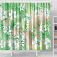 Green Aloha Hawaiian Shower Curtain Tropical Flower Palm Leaf Pattern LT19 - Polynesian Pride